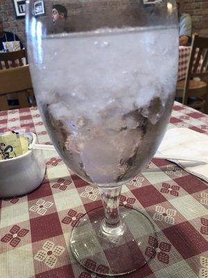 Water served in a glass goblet