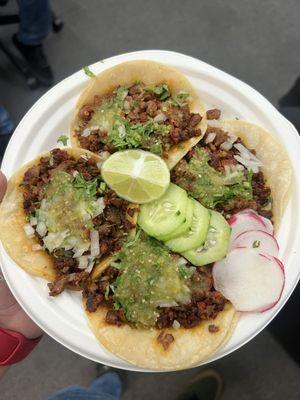 Tacos de asada con chorizo , simplemente perfectos