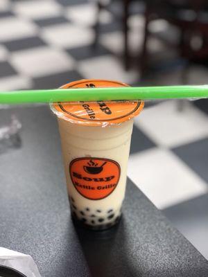 Pina colada smoothie with boba