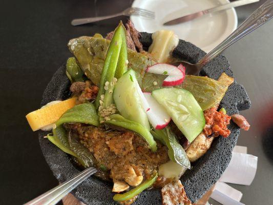 Chicken and Steak Molcajete