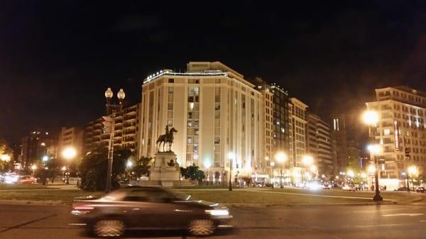 Thomas Circle on a summer night