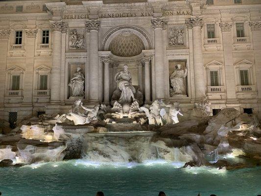 Trevi Fountain at night.