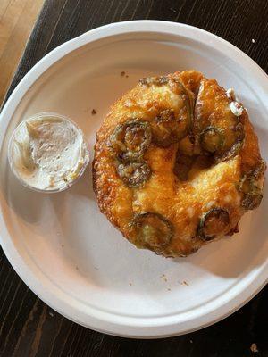 Cheddar Jalapeño Bagel w/ side of Black Truffle Cream Cheese