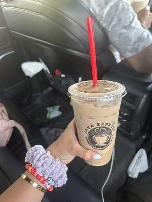 Iced chai latte with oatmilk