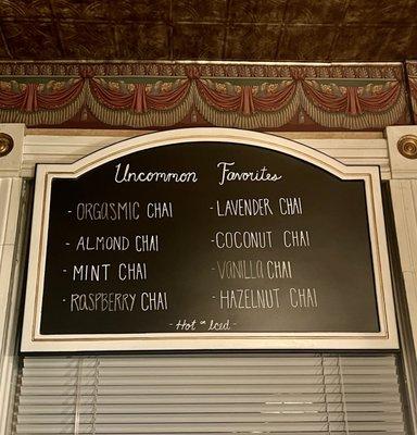 Chai menu