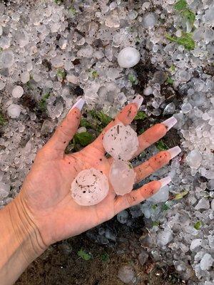 The beginning of the Hail Season starts off with Hail like this. And this is the smaller stuff. WOW