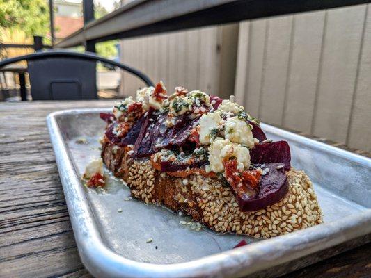 Beet and feta toast @bilalandjesseatfood