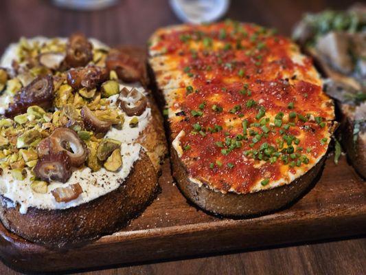 Pistachio + sweet/spicy jam Bruschetta