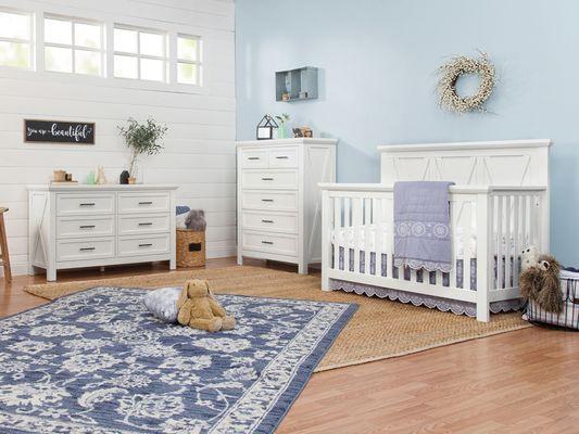 Baby nursery room in white