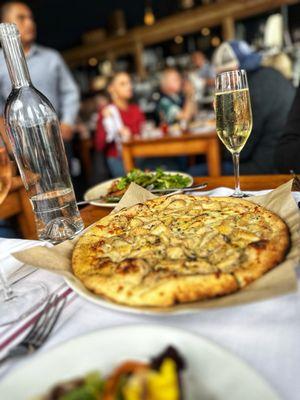 Mushroom Pizza and crispy carrot salad