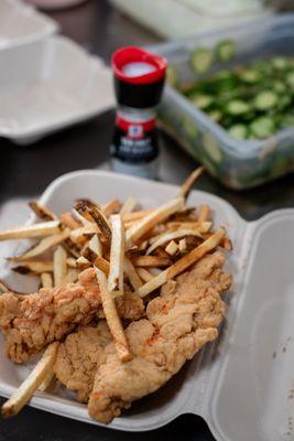 Chicken tenders and fries