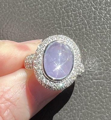 Star Sapphire and Diamond Ring