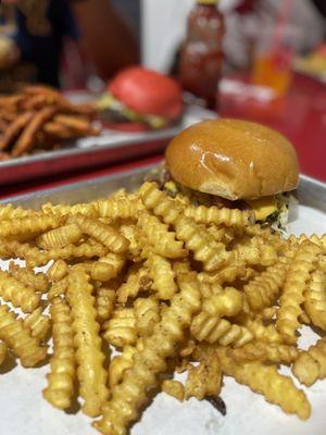 Junior burger with regular fries! Good for kids or a smaller eater.