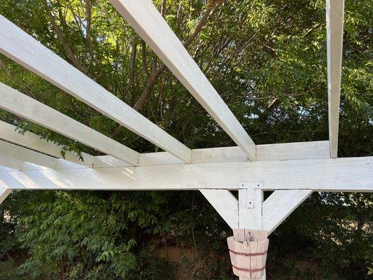 Patio rafters and blocking. We remove what's damage and install new lumber.