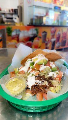 Chicken tinga tostada is my fave