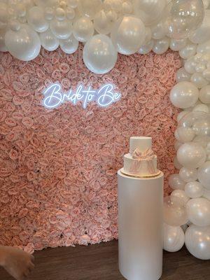 Flower wall back drop & balloon arch