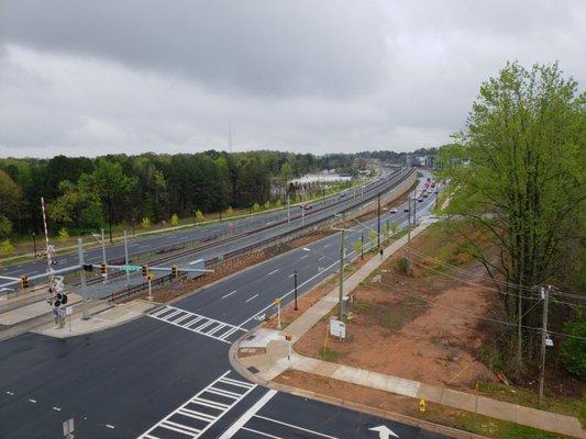 Northbound Tracks, going over University City Blvd and heading towards Uptown/CTC