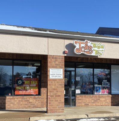 Store front faces private parking lot in the strip mall.