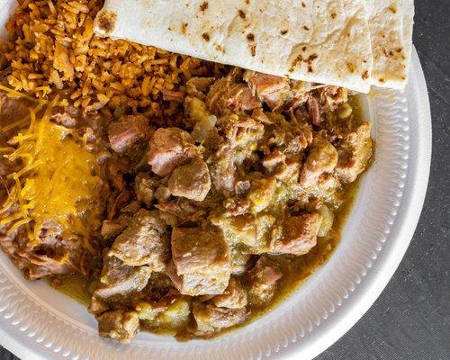 Green Chile Pork Plate ($11)