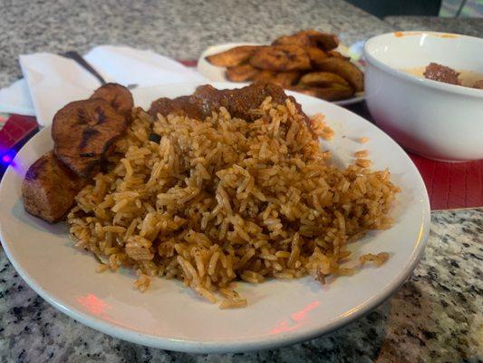 Jollof Rice with side of  Sweet Fried Plantain