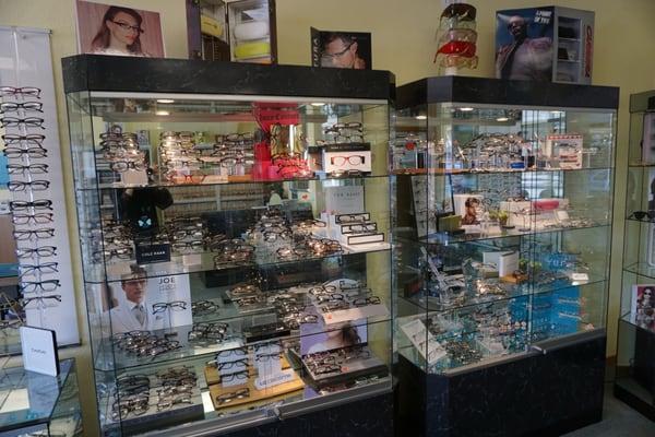 There is a large selection of great eyeglasses and sunglasses.