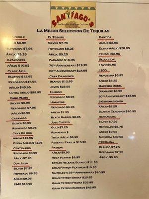 Tequila menu 4.30.22