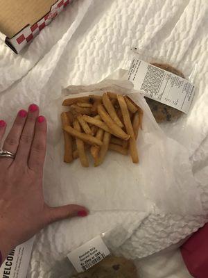 Smallest order of fries I've ever seen... bag was less than half full and there was barely more than a handful in there