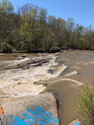 The famous 'Boiling Hole' rapid, now part of Mayo River State Park.