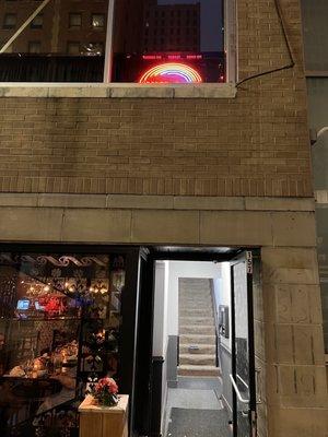 Look for the rainbow above the stairwell