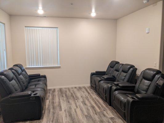 Leather couch, love seat and recliner