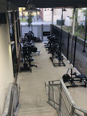 Downstairs outdoor weights area