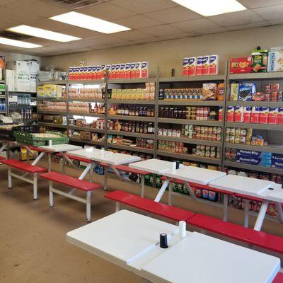 Well-stocked shelves lined with Southern specialties