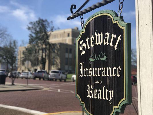 Our sign out front, with a lovely shot of Upshur County Courthouse in the background