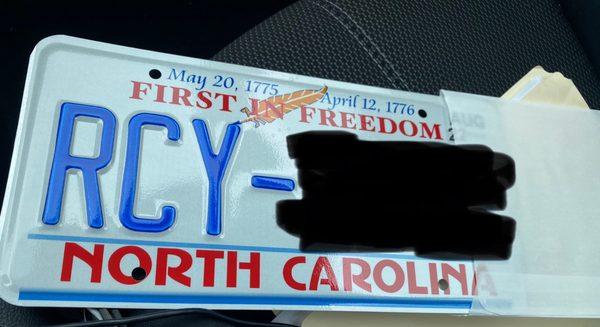 New Plate and Registration which gave me so much joy and relief..the whole process was a breeze