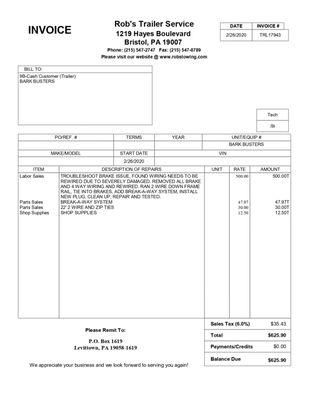 Robs Combimed Invoice