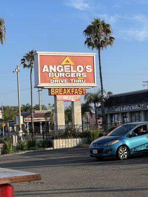 Our Angelo's sign (there are 4) along Pacific Coast Highway (P.C.H.). The next sign is only a blocks away.