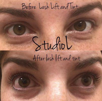 Before and After Eye Lash Lift and Tint