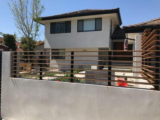 Horizontal red wood, side facing out with stain