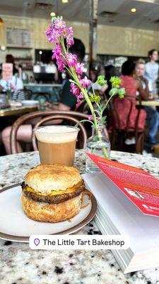 Chicken sausage and cheese biscuit.