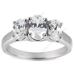 18K White gold Oval Diamond Ring