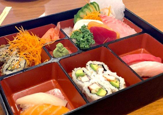 Sushi and sashimi combo on lunch menu