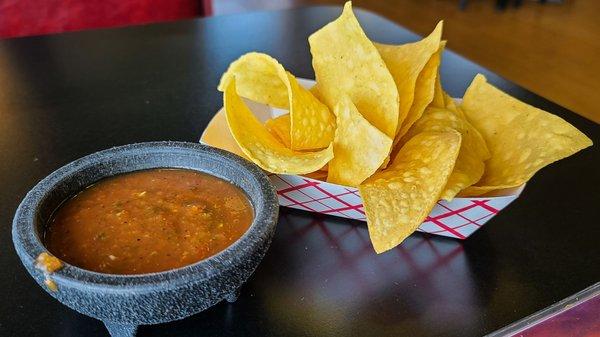 Complimentary chips and salsa.