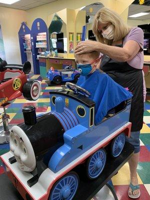 My son getting his hair cut