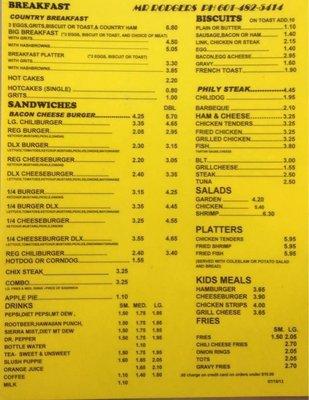 This menu is current to the best of my knowledge, this place is affordable, delicious and one of my Meridian lunch staples!