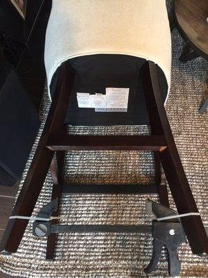 Hayes Chair - Broke after 2 years!  Paid over $700!  PB won't fix, repair or replace!