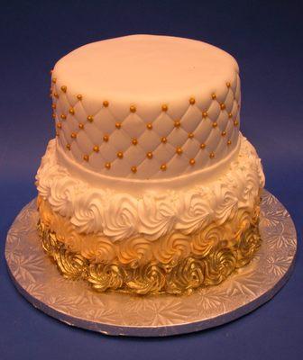 Custom Gold and White rosettes cake CF22