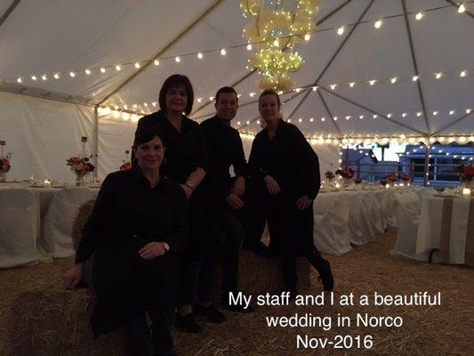 My staff and I at a wedding