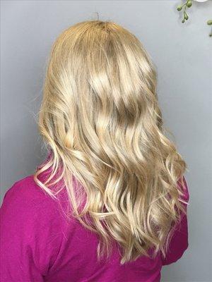 Shiny golden blonde and cut by Alicia del cid