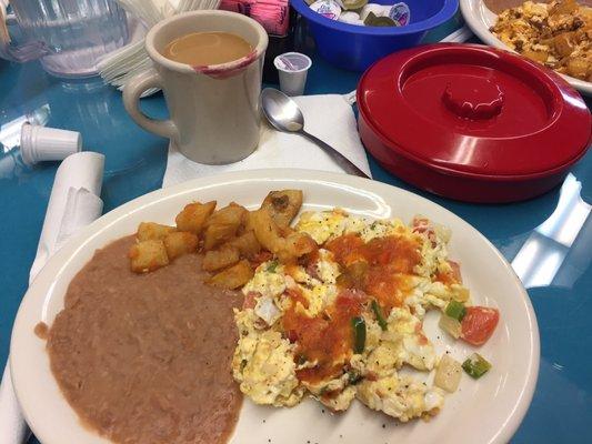 Huevos a la mexicana were delish. I really wanted to order potatoes then was delighted when my plate was served with potatoes! Score!!!