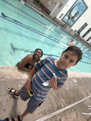 Instructor Andreya and my little after he earned his level two ribbon !